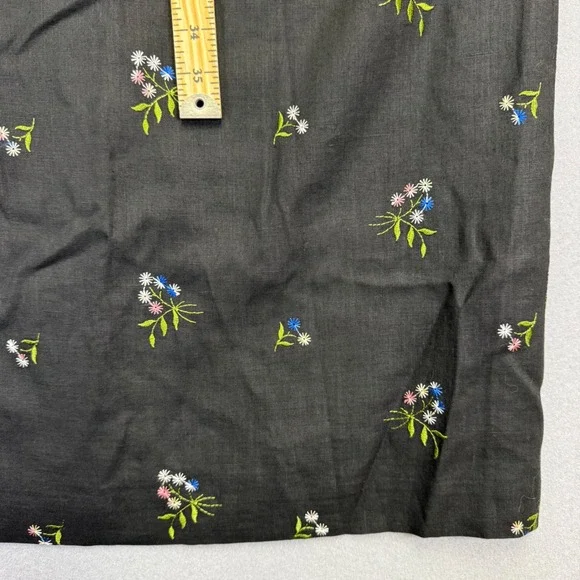 Talbots Petites Black Irish Linen Floral Embroidered Sleeveless Maxi Dress 12P - Picture 5 of 11